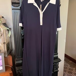 J. Crew Navy Ribbed Polo Dress with White Trim NWT 3x